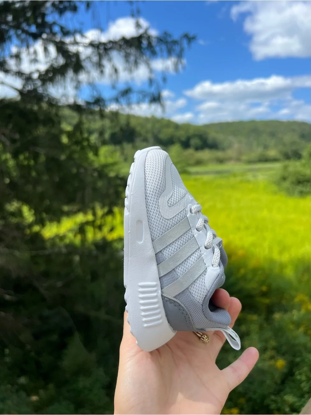adidas Toddler Light Gray Sneakers with White Soles
